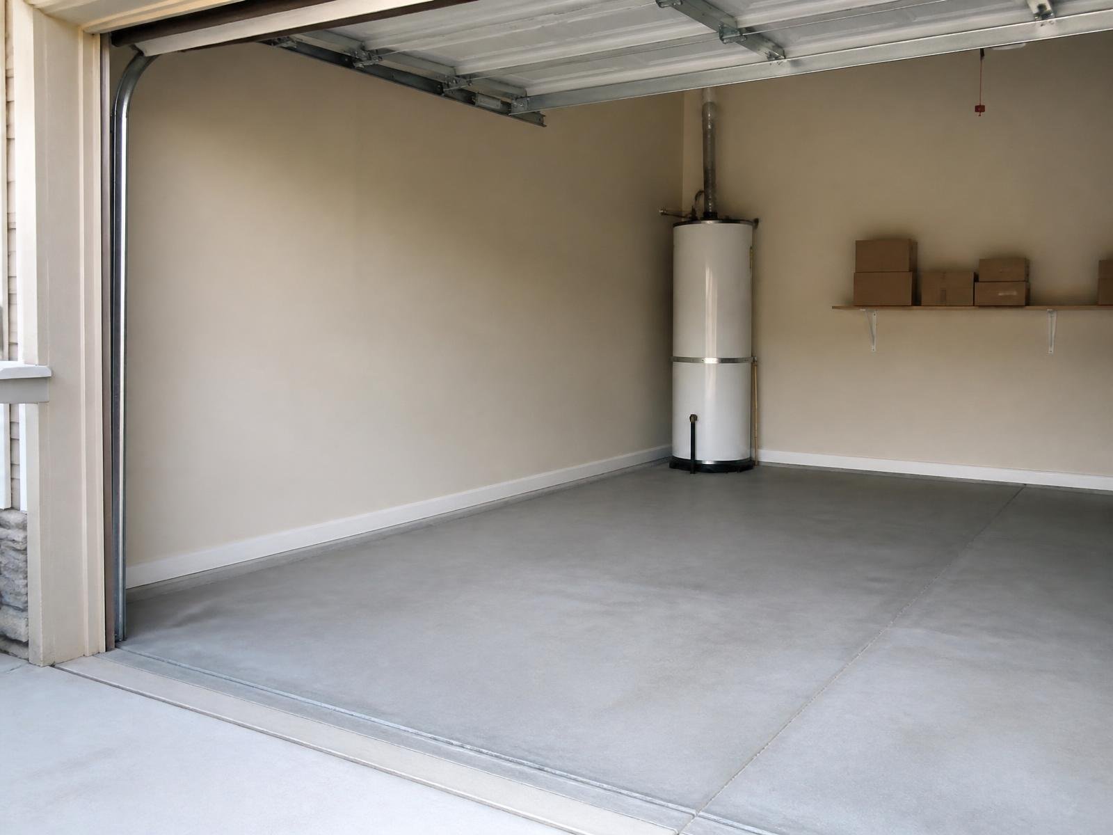 After water extraction — concrete floor dry and lower drywall restored with antimicrobial wash