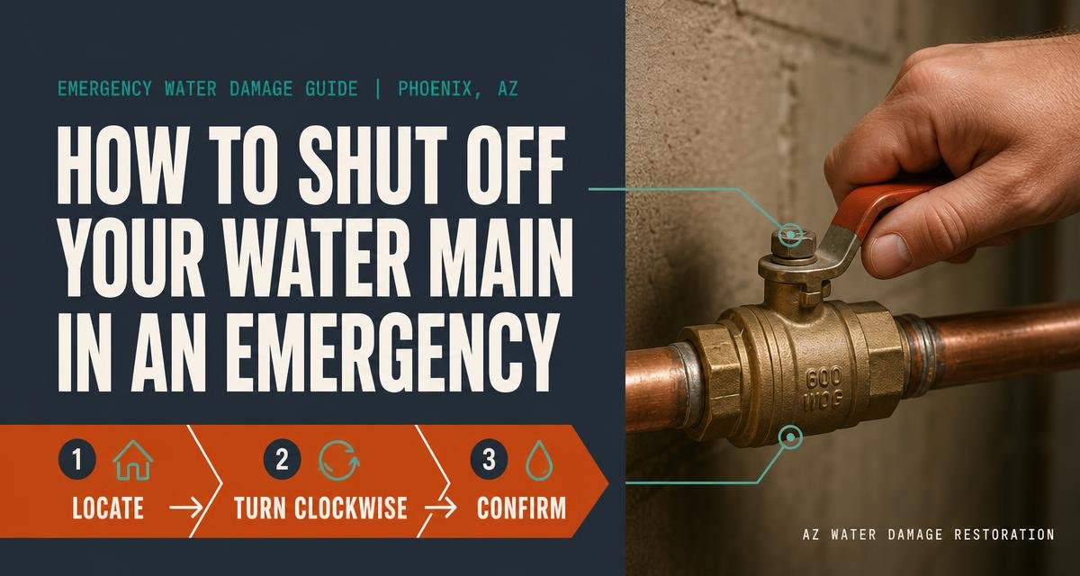 Emergency three-step guide to shutting off the residential main water valve during an active pipe burst